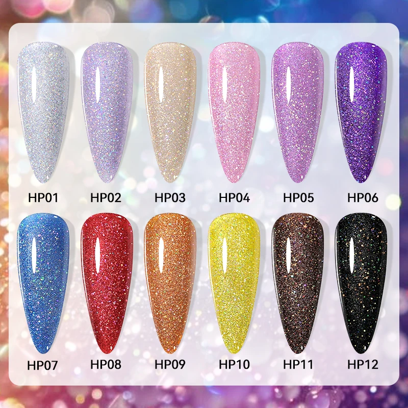 LILYCUTE 7ml Nail Polish Holographic Reflective Colorful Shining Effec Manicure Nail Art Varnish No Need Lamp Air Dry