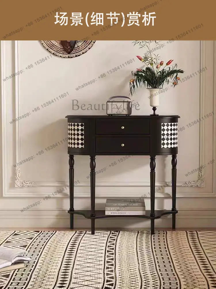 Middle Age Entrance Partition Cabinet Checkerboard Semi-Circle Ultra-thin High-end Corridor Cabinet