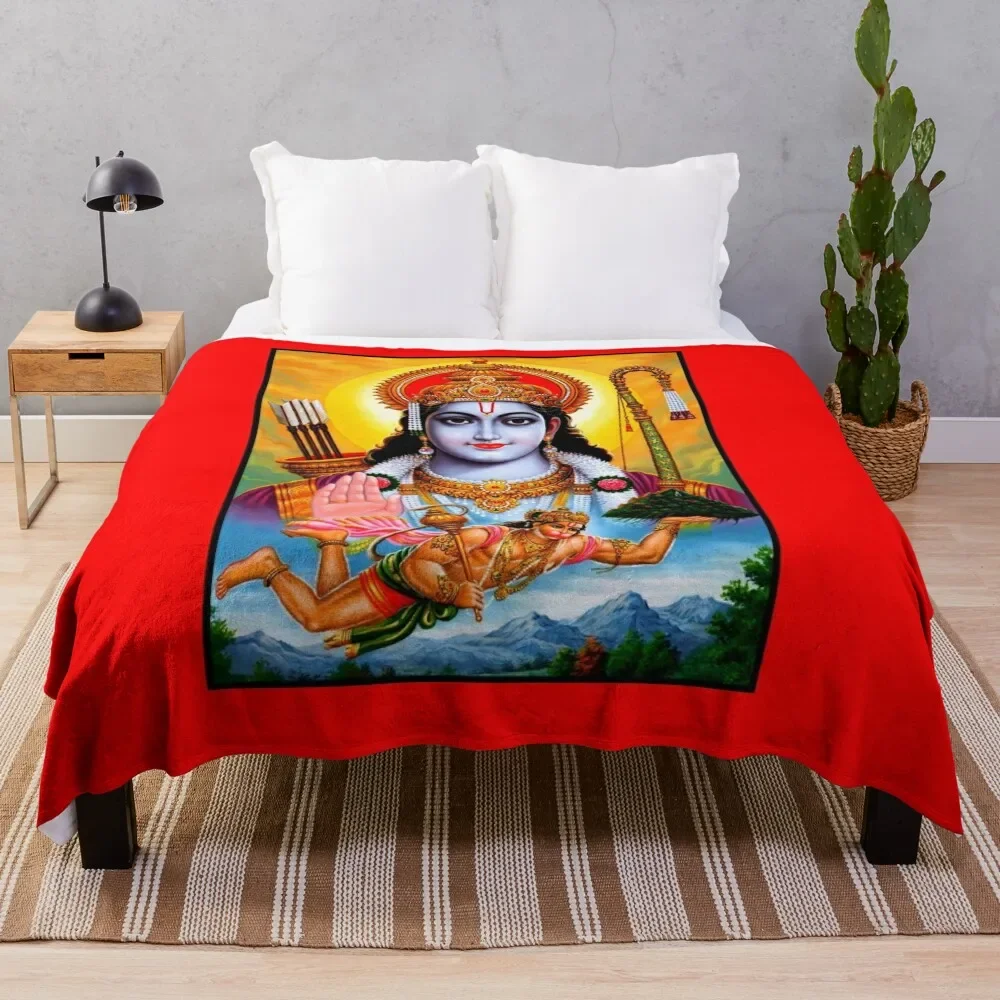 Hindu Lord Rama Goddess Print Throw Blanket Soft Big For Decorative Sofa Fluffys Large Blankets For Sofas Blankets