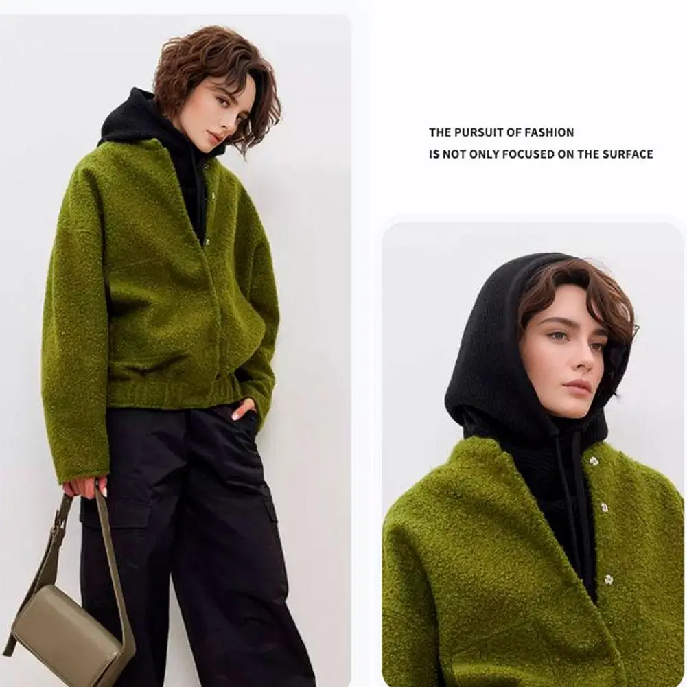 الشتاء قبعة وشاح للنساء محبوك مقنعين قبعات في الهواء الطلق الدافئة قطعة واحدة طوق الرقبة قبعات صغيرة للفتيات #5