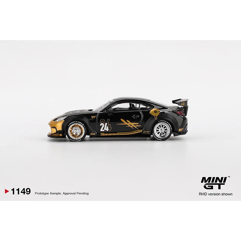 ما قبل البيع MINIGT 1149 1:64 Toyota GR86 LB Nation الذهب الأسود دييكاست نموذج سيارة مجموعة اللعب