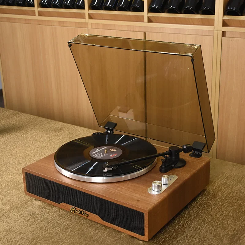 Wooden Vinyl  Bluetooth Record Player With AT3600L Moving Coil Cartridge Vintage Turntable Portable Vintage Stereo Record Player