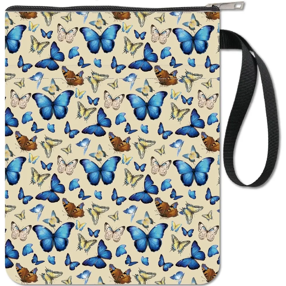 Schmetterlings-Buchhülle mit Reißverschluss für Buchliebhaber, Geschenke, wasserdicht, Hardcover, Taschenbücher, Schmetterlinge, Büchertasche, Taschenschutz