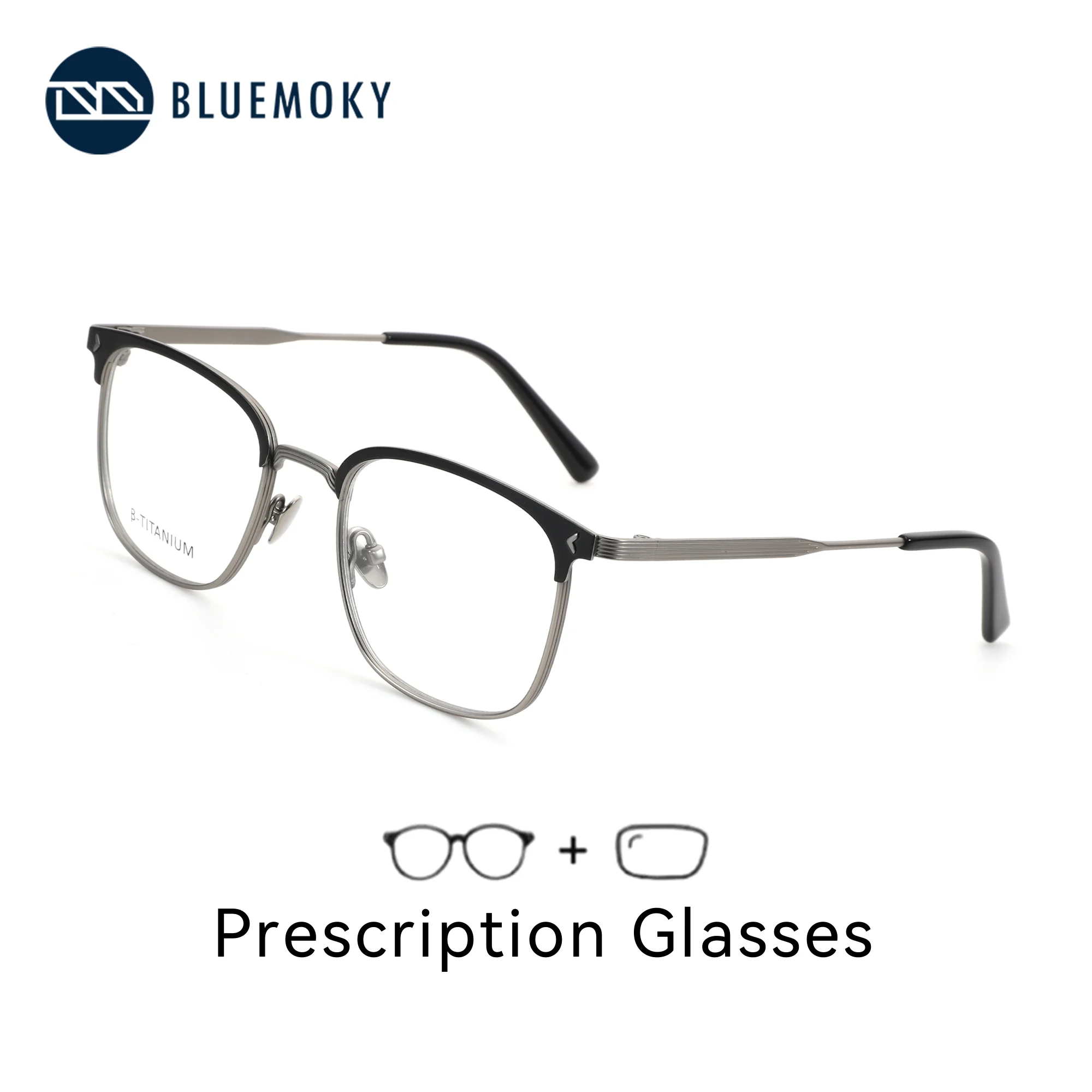 

BLUEMOKY Titanium Alloy Square Prescription Glasses For Men Women Myopia Optical Lenses With Recipe Photochromic Eyewear