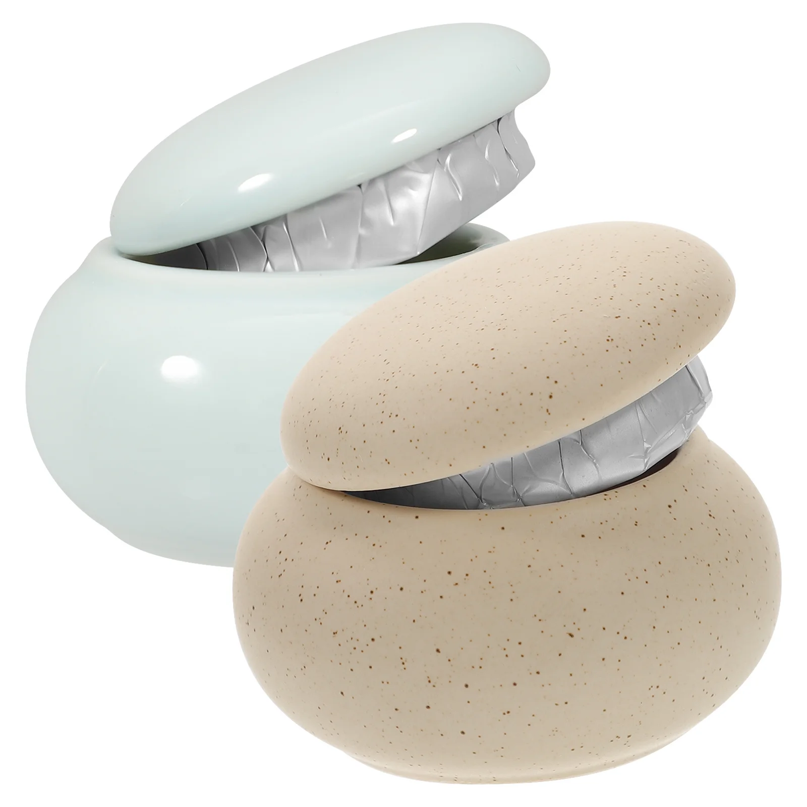

2Pcs Multipurpose Balm Storage Jars Ceramic Containers with Lid Small Organizer Durable Portable Manicure Dish
