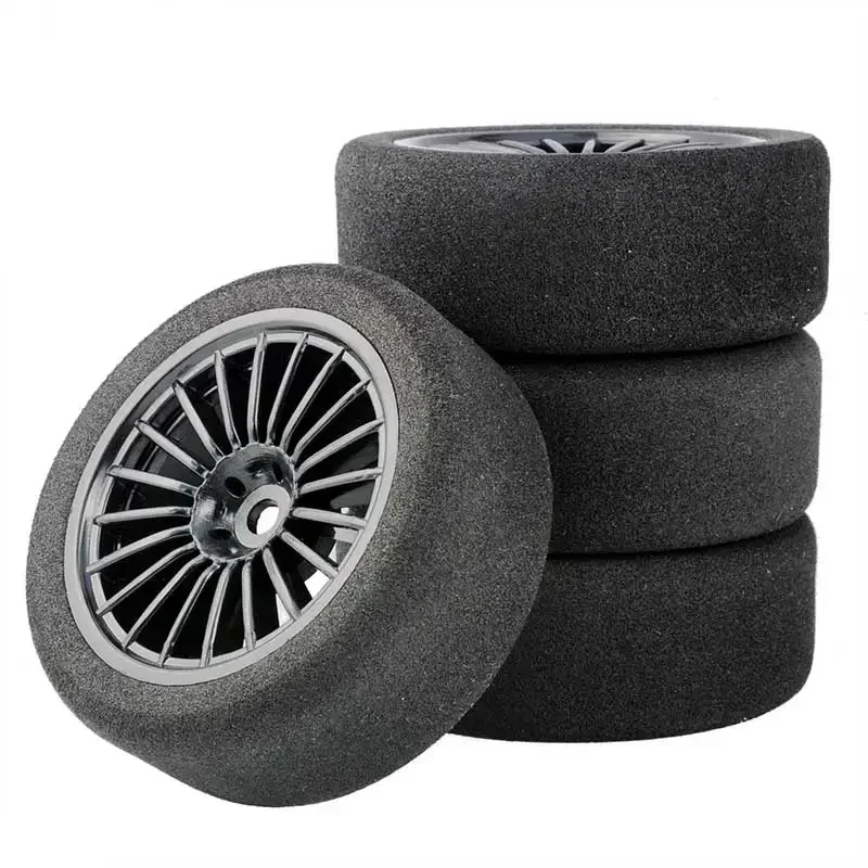 

1/10 Scale Sponge Tires and Wheel Rims with 3mm Offset and 12mm Hex fit RC HSP HPI On-Road Racing Car Model Toys Accessory