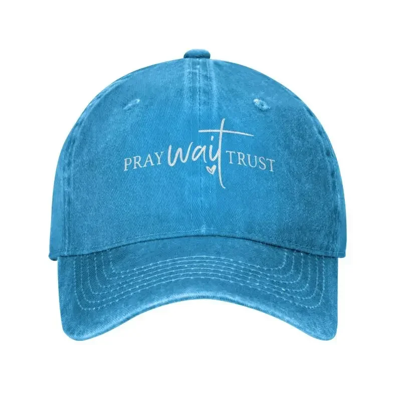 Punk Cotton Pray Wait Trust Baseball Cap for Men Women Breathable Jesues Christian Quote Dad Hat Sports