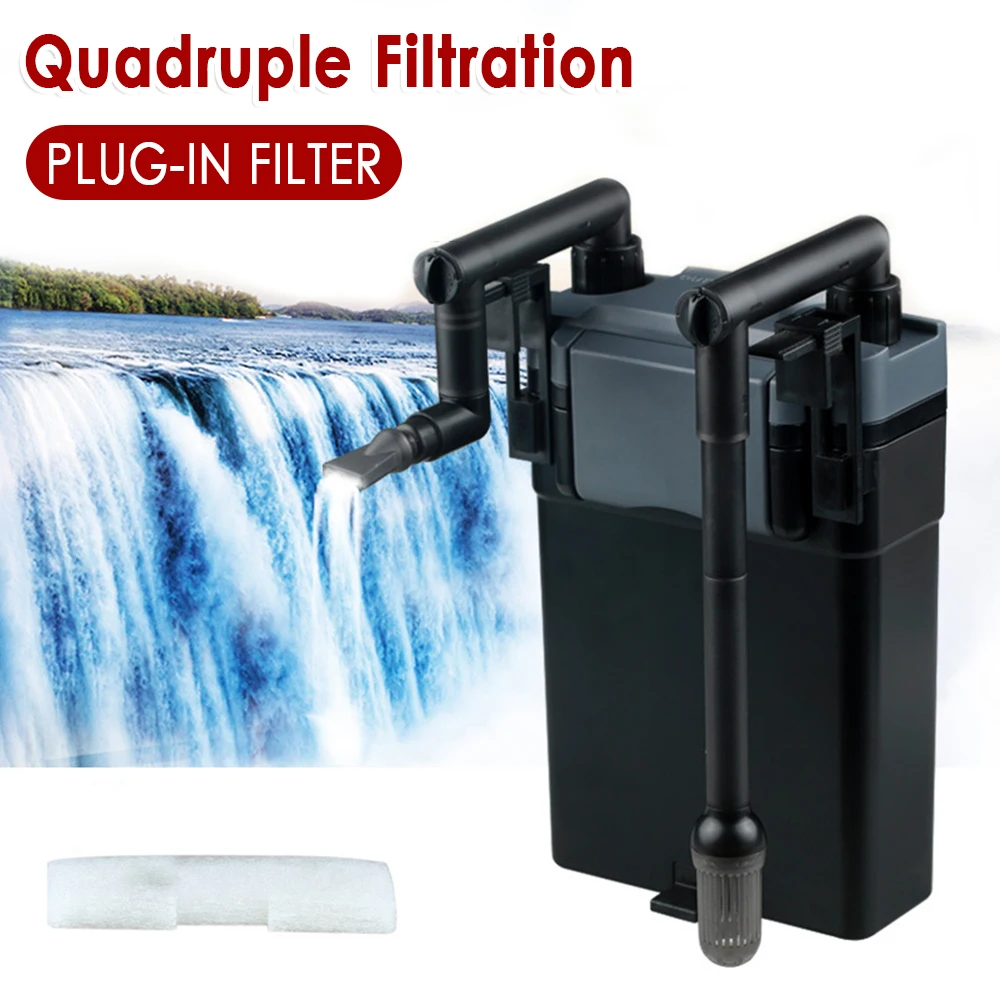 

Hang On Filter Water Fall Adjustable Flow Skimmer Filter Media Chooseable 6w Aquarium Tank External Multi-stage Filter