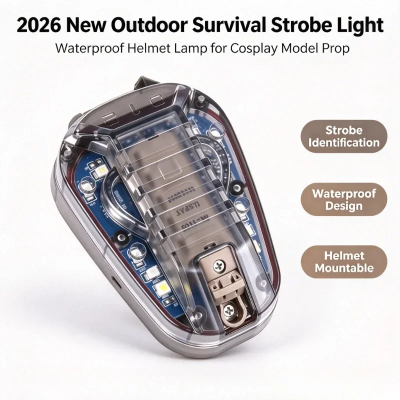 2026 New Outdoor Survival Strobe Identification Signal Light Waterproof Helmet Lamp for Cosplay Model Prop