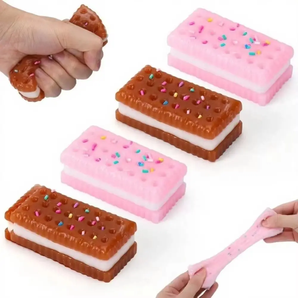Handmade Silicone Biscuit Squishy Toy Elastic Pinch Feel Slow Rebound Unzip Biscuits Squeeze Toy Funny Design Ultra Soft Texture