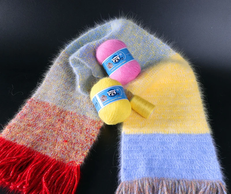 2Pcs/Set 50+20g/set Long Plush Mink Cashmere Yarn High Quality Hand-Knitting Thread For Cardigan Scarf Sweater Knitting Yarn