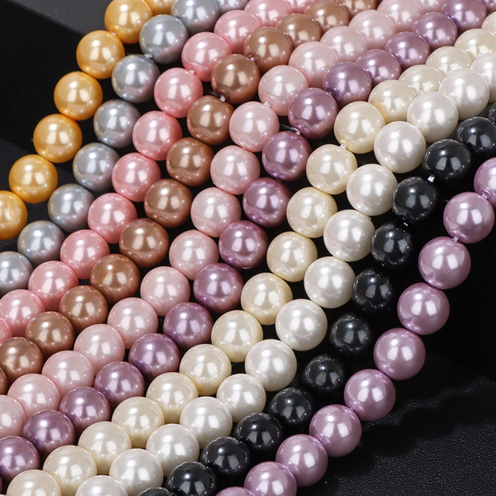 Colorful Round Shell Pearl Beads 6 8 10mm Imitation Pearls Loose Spacer Bead For Jewelry Making Bracelet Necklace Earrings DIY