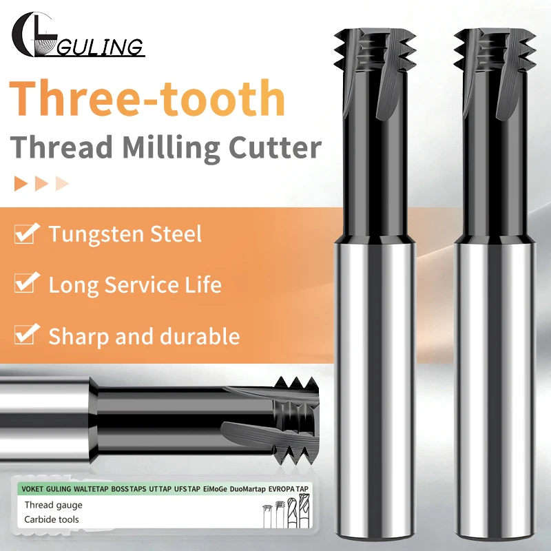 TiAlN Coated 3 Flute Carbide Thread Mill M2-M12 CNC Tungsten Steel ISO Standard High Hardness for Steel Stainless Steel