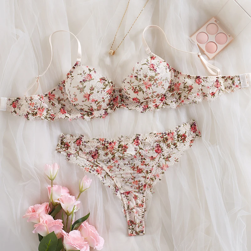 

Sexy Lingerie for Women Beautiful Floral Lace Underwear Intimate Erotic Lingerie Ultra Thin Breathable Bra and Panties Sets