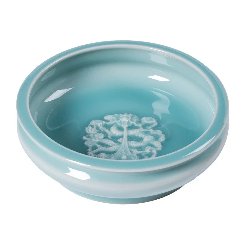 Pure handmade tea washing household ceramic water tank large high-end Kung Fu tea set tea ceremony accessories pen washing tank