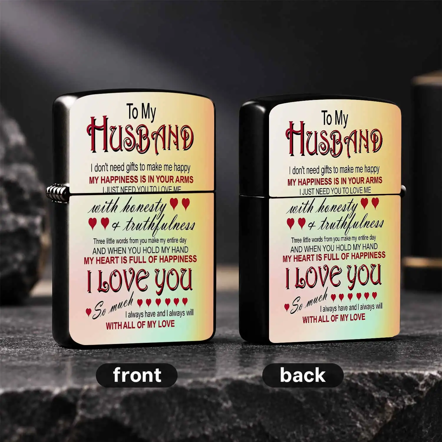 To My Husband Romantic Love Confession Lighter, Portable Practical Daily Use Item, Sweet Gift For Birthday Anniversary Valentine'S Day, Warm Sentimental Present To Show Your Sincere Deep Love, Suitable For All Scenarios A Humorous And Inter