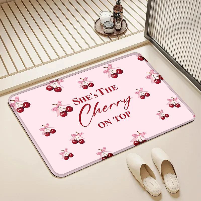 

"She's The Cherry On Top" Door Mat Non-Slip Absorbent Floor Rug for Home Bathroom Kitchen Decor
