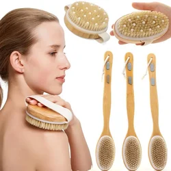 2 In 1 Dry Skin Body Brush Natural Bristle Dead Skin Remover Anti Cellulite Exfoliates Blood Circulation Health Massage Tools