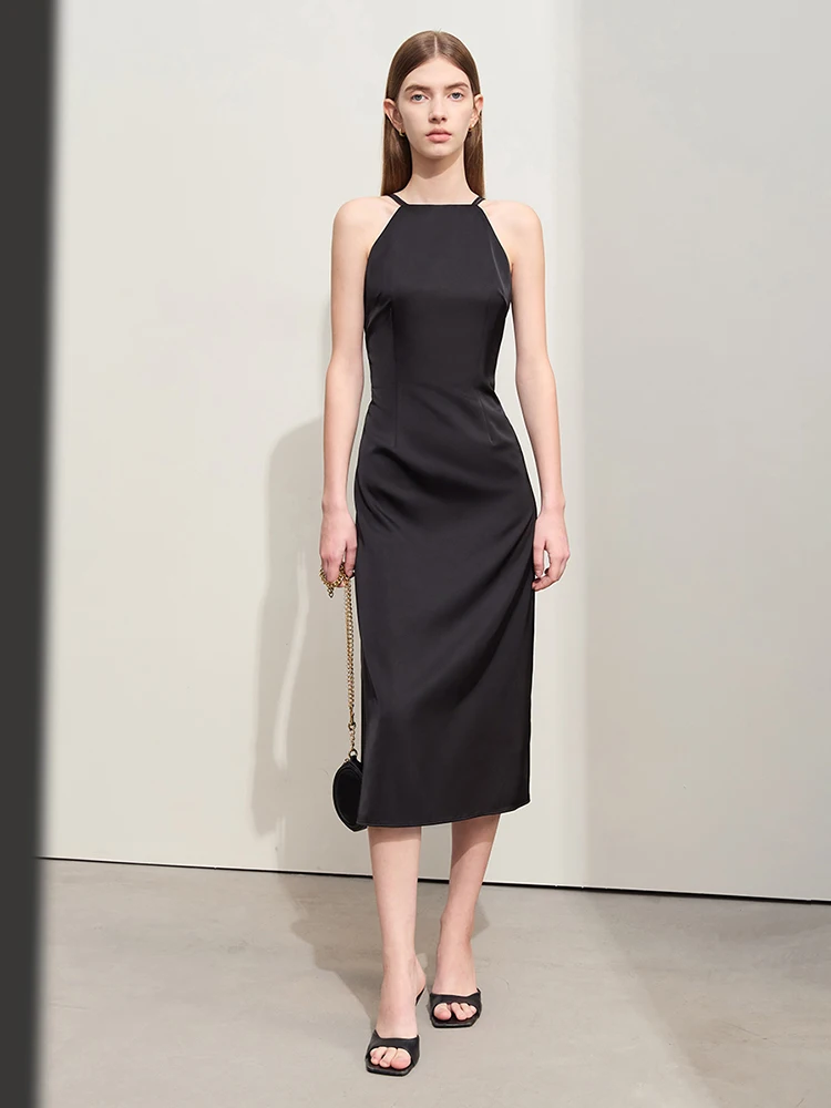 Amii ミニマリズム レディース ワンピース 2025 女性用 夏新作 キャミソールワンピース エレガント モダン スリム 無地 ファッション レディース服 12452057