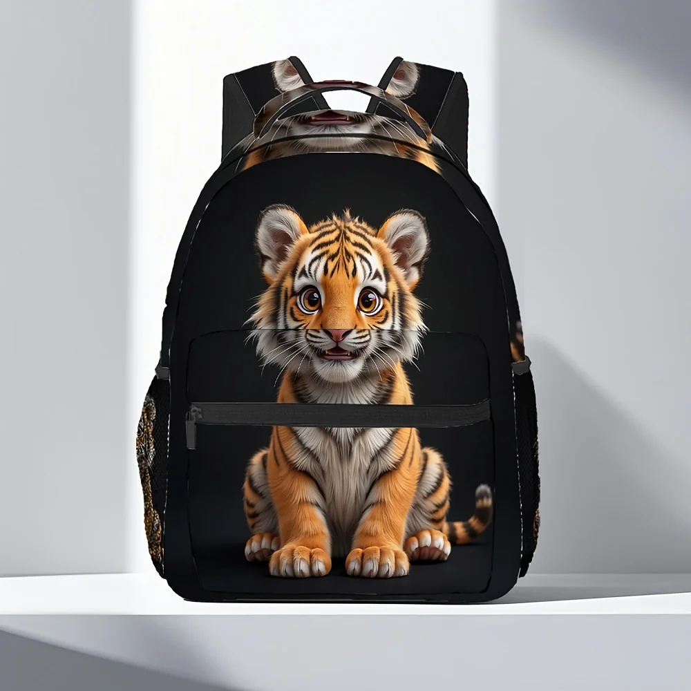 

Cute Little Tiger Fashion Animal Prints Backpack Trendy Animal Print Durable Great for School Work and Outdoor Activities