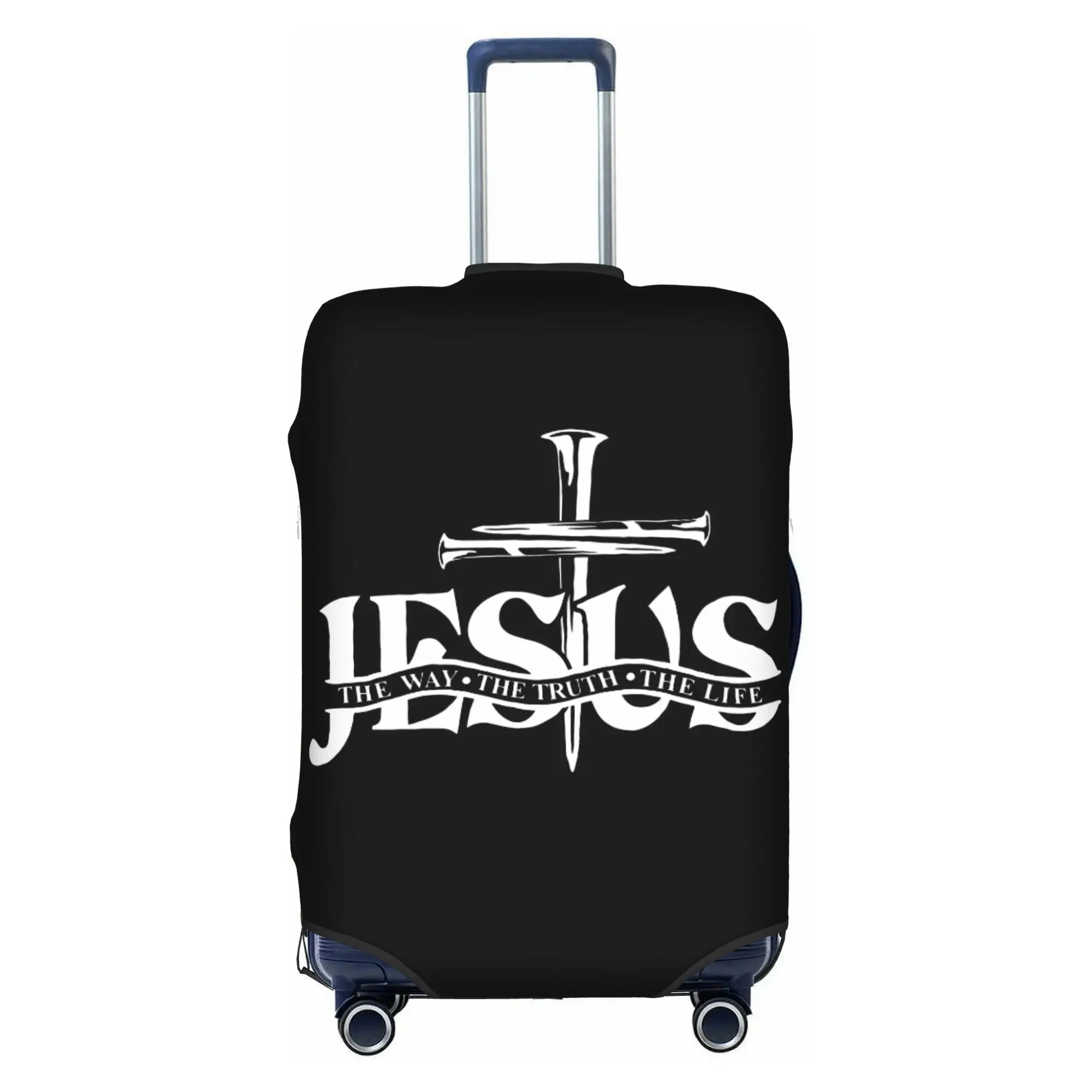 Jesus The Way The Truth The Life Suitcase Cover Washable Religion Cross Christian Faith Travel Luggage Covers for 18-32 inch