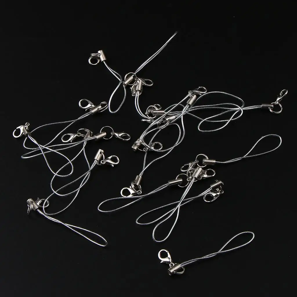 2-6pack 20pcs DIY Mobile Cellphone Keychain Lanyard Charms DIY Rope