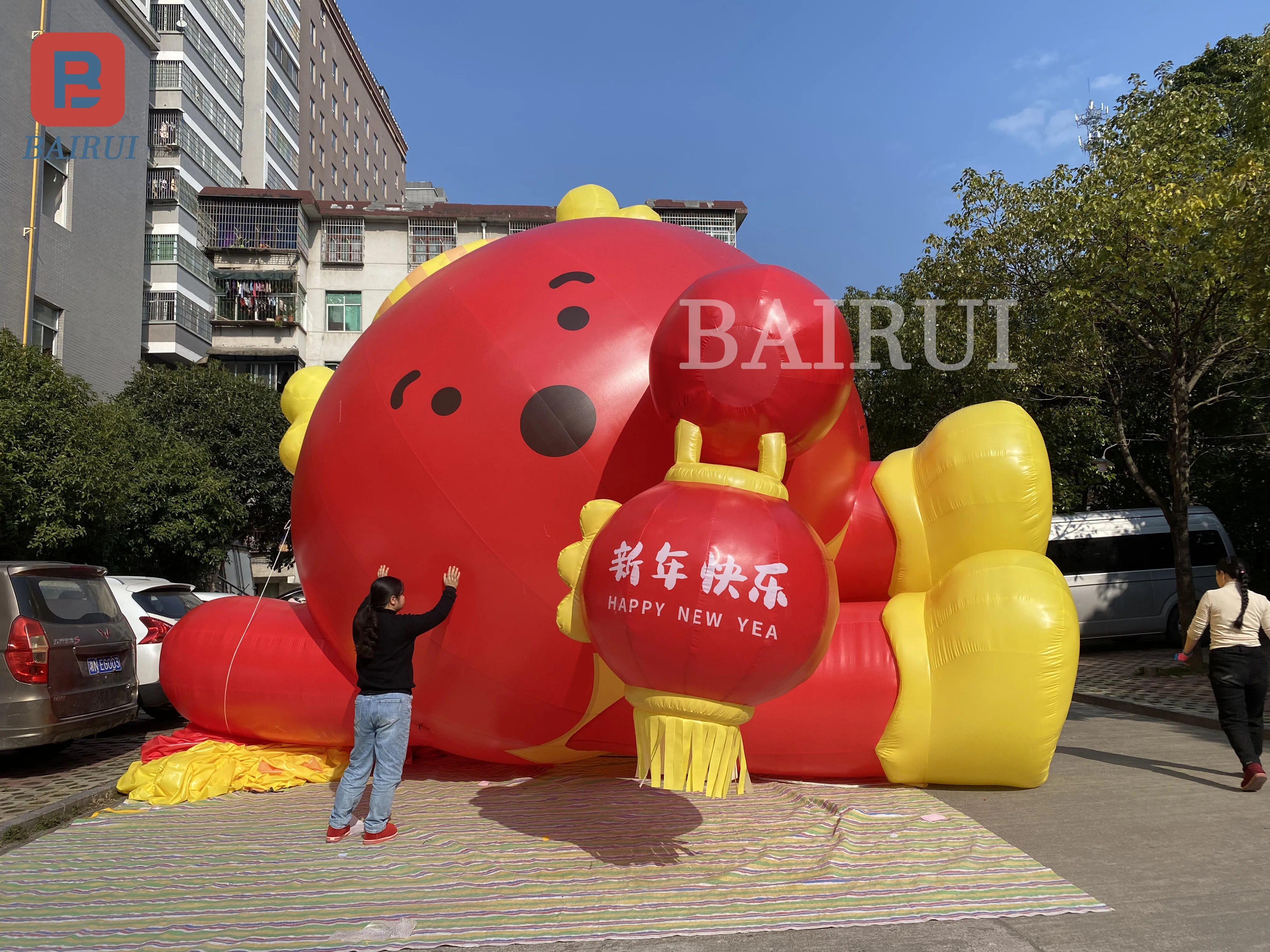 

Inflatable smiley face Lantern Red Ball New Year Mascot Cartoon Model Plaza can be customized