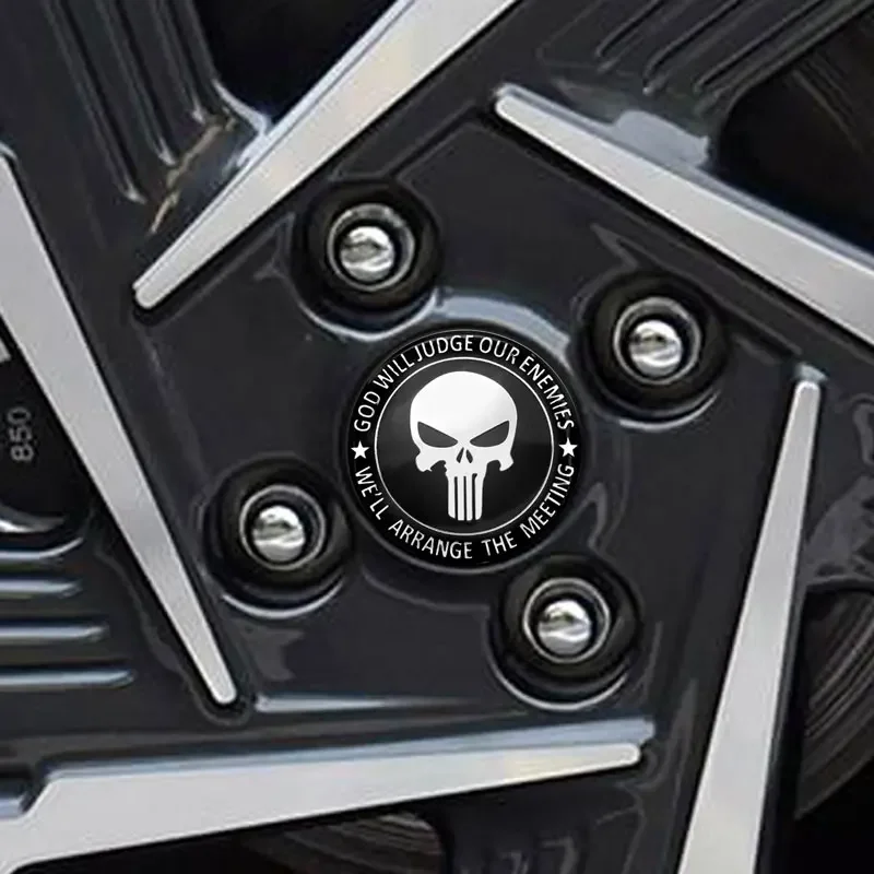 Car Decor 4pcs 56mm Skull Logo Car Wheel Center Hub Cap Aluminium Sticker For Universal Cars Styling Accessories