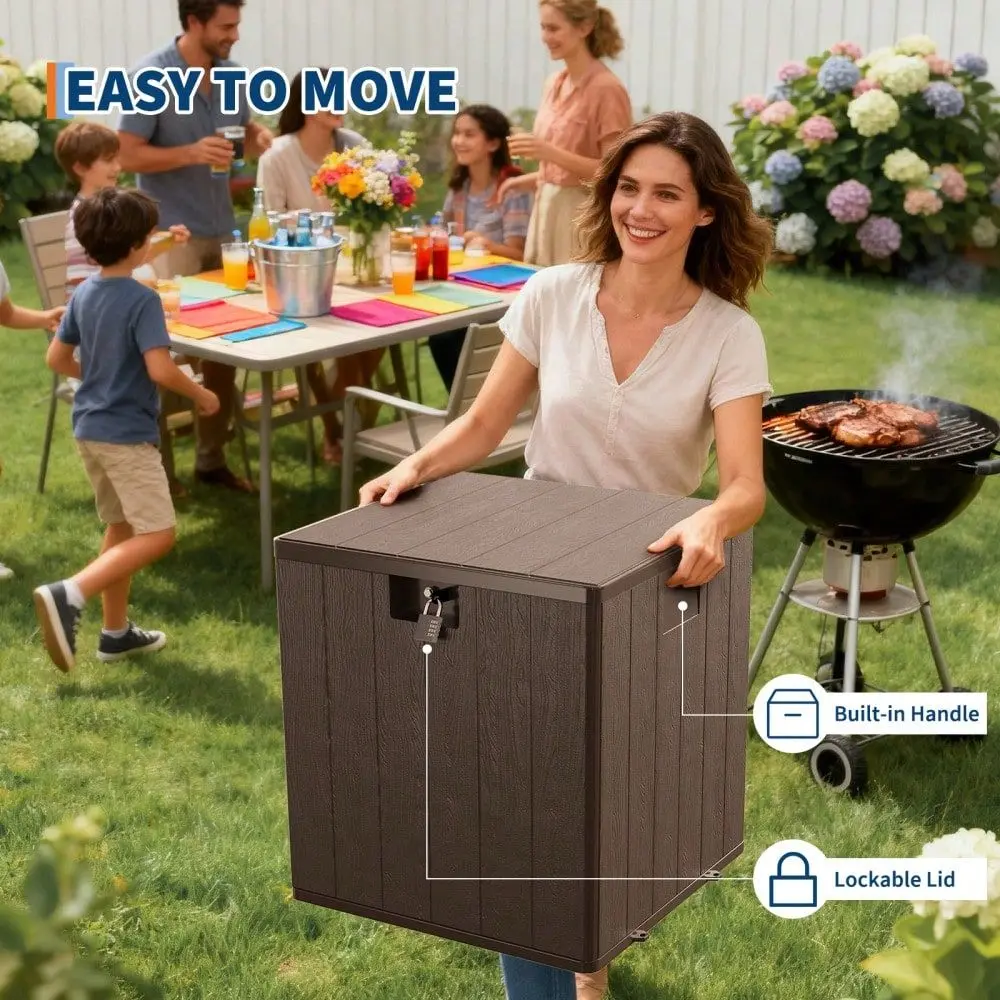 

Deck Box, Waterproof Lockable Outdoor Storage Box, Square Patio Storage Container For Package Delivery, Perfect For Storing Fur