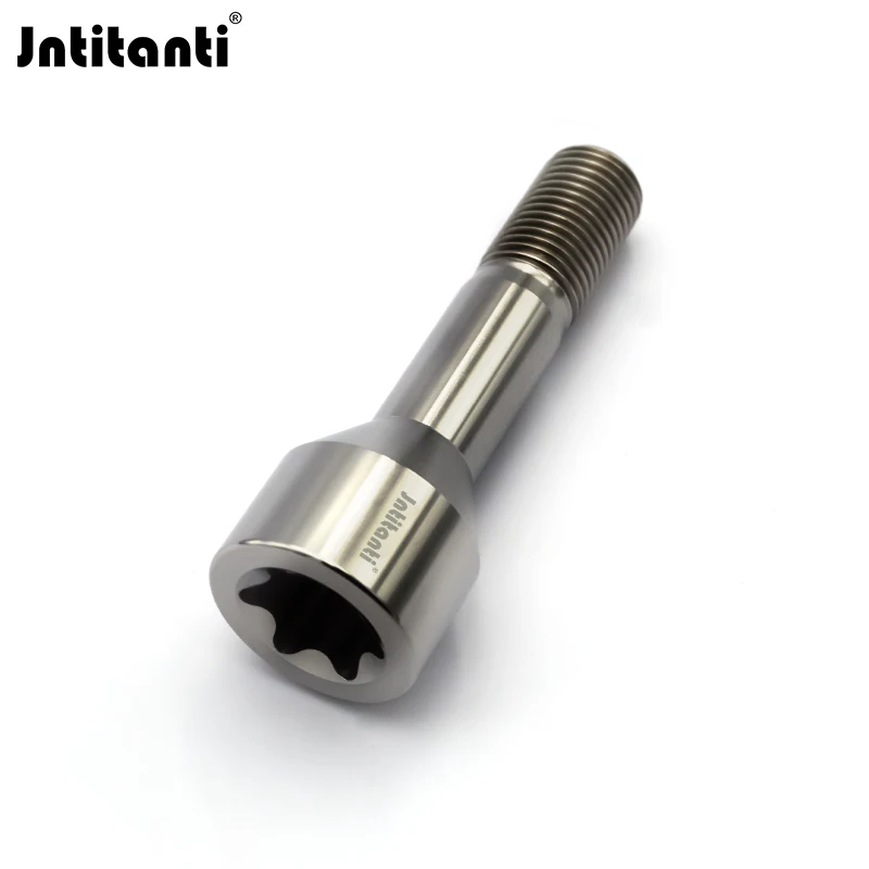 Jntitanti Torx Socket Thinner Head Conical Seat Gr.5 Titanium Wheel Bolt M14x1.5 for Ferrari Wheel Locking