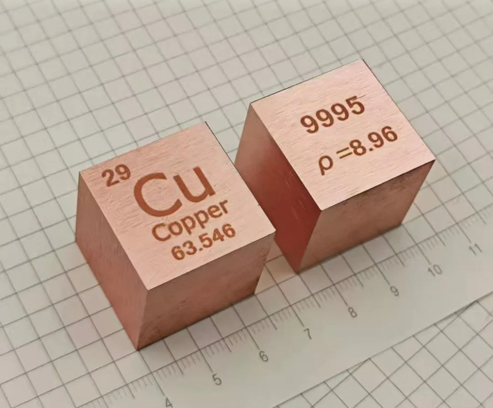 Copper Cube Metal Copper Periodic Phenotype Cube 10mm, 15mm, 25.4mm Custom Sizes