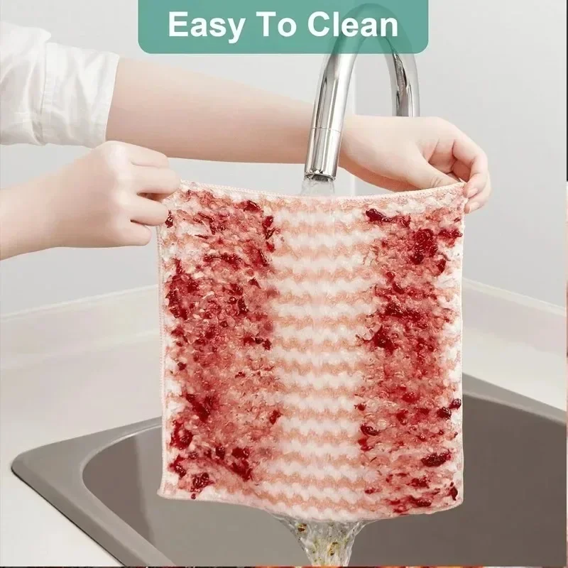 10/1Pcs Super Absorbent Dishcloths Coral Fleece Cleaning Cloths Thickened Kitchen Washing Dish Rags Glass Windows Wipe Towel