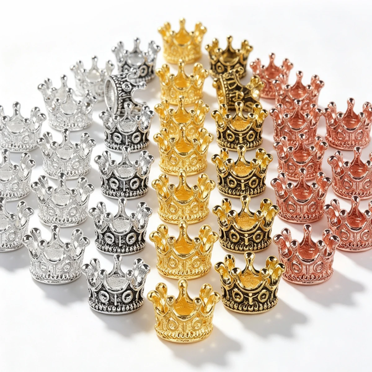 30Pcs Mini Crown Figurines in Vintage Alloy, Versatile Decor Set for Architectural Models, Home Ideal Gift Embellishments ZSY