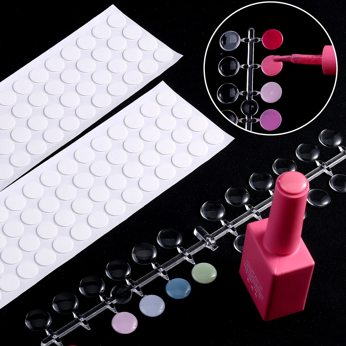 Round Nail Polish Color Swatch, with Self-Adhesive Sticker, Circle Nails Polish Swatches Dots for Polishes Art Display