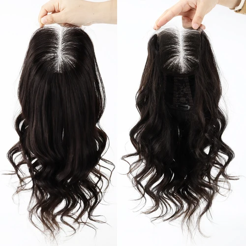 Imagen 2 del producto Topper de encaje HD transparente de 4x4 pulgadas, adorno de cabello humano europeo virgen rizado ondulado con encaje frontal, trama cerrada de densidad gruesa