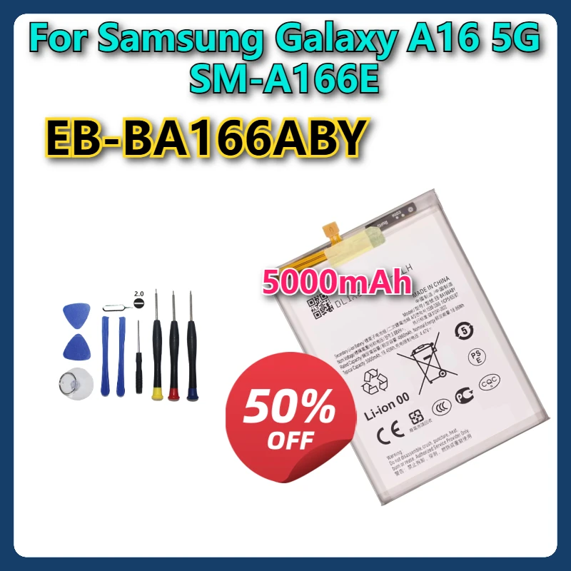 

EB-BA166ABY 5000mAh Brand New Mobile Phone Battery For Samsung Galaxy A16 5G SM-A166E Mobile Phone Batteries+Tools