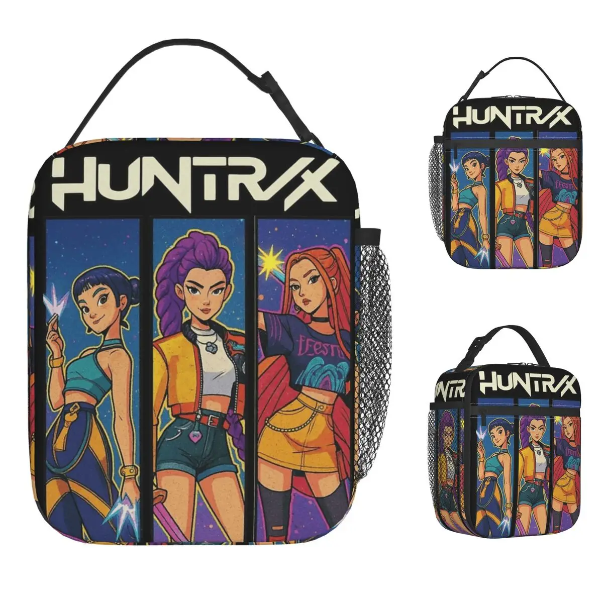 

Kpop Demon Hunters Сумка для обеда Huntrix Аниме Повседневная коробка для обеда Пикник Портативные термосумки для обеда для дизайна унисекс Сумка-холодильник