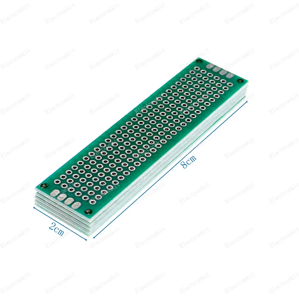 Imagem -04 - Protótipo Pcb Placa de Circuito Protoboard Universal Prototipagem Stripboard Veroboard 2x8 3x7 4x6 5x7 Pcs Cada Mix Verde 20 Peças Lote