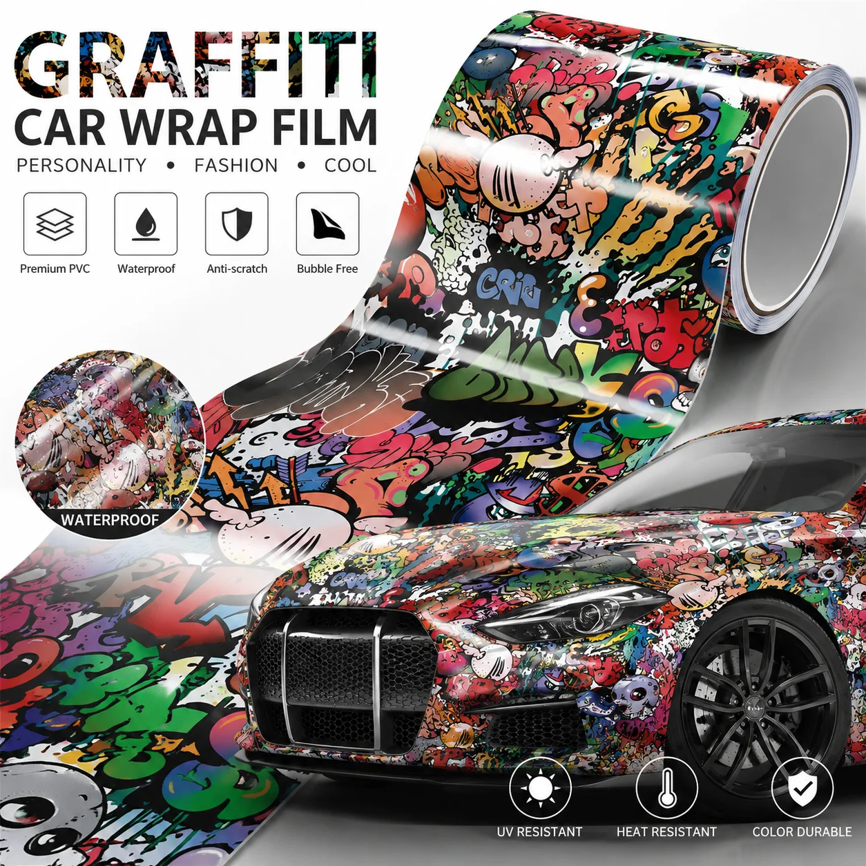 Graffiti-Vinylfolie PVC Cartoon Auto Motorrad Fahrrad Skateboard Dekorative Aufkleber Wasserdichte Folie – Detail 3