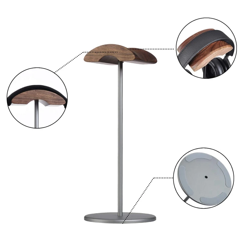 Headphone Holder Headset Bracket Hanger Hook Earphone Stand Desktop Mount Wooden and Metal