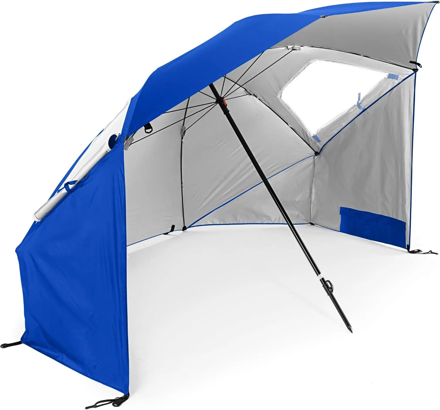 Toldo de sol y lluvia con FPS 50 +, sombrilla para acampada, Playa y eventos deportivos, 8 pies, azul