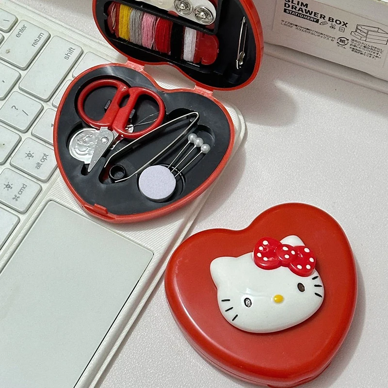 Sanrio Hello Kitty Sewing Kit Mini Needle and Thread Box Portable Sewing Clothes Tool Set for Girls Gift