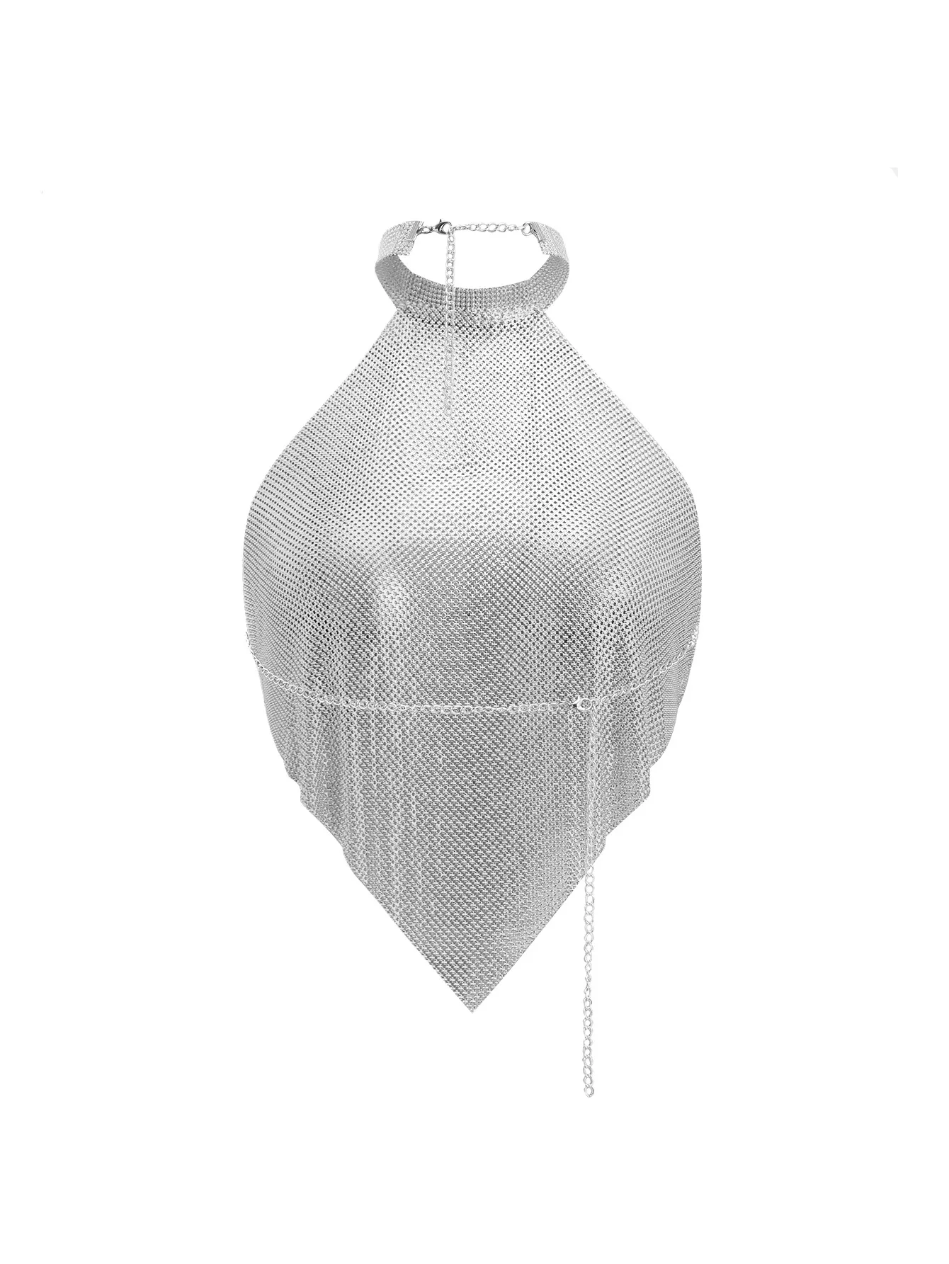 AKYZO metaliczne cekiny seksowna impreza w klubie nocnym pikantny top dziewczęcy modna europejska i amerykańska kamizelka z wiszącą szyją dla kobiet