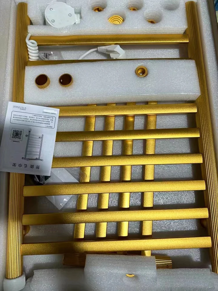 Gold Wall Mounted Electric Towel Rack 2023 Luxurious With Shelf Aluminum Alloy Intelligent Heated Towel Warmer 220V for Bathroom
