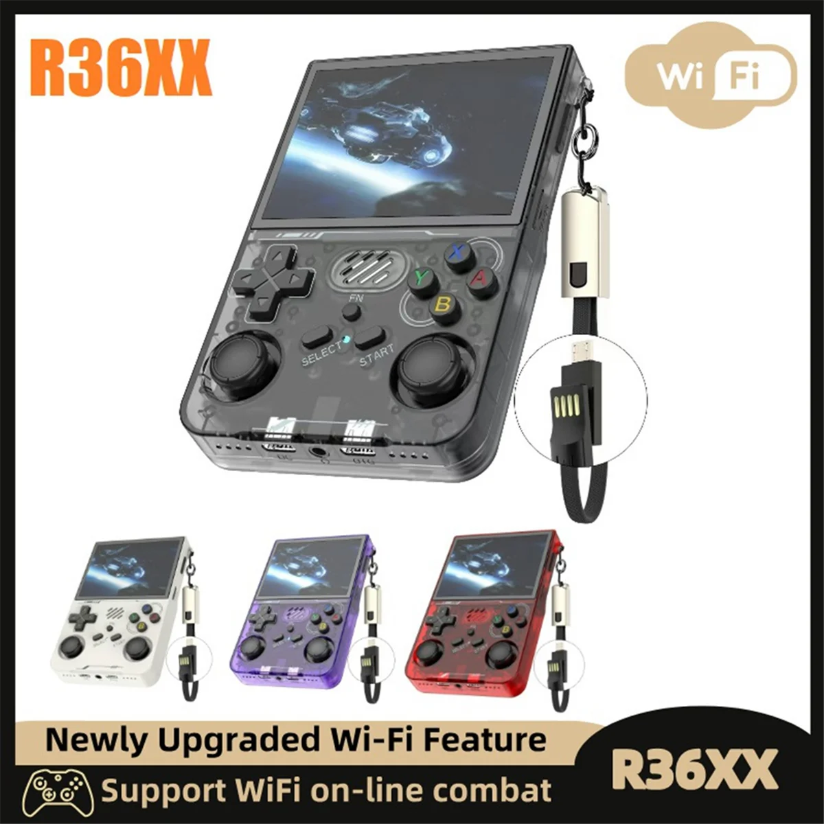 R36XX ريترو لعبة وحدة التحكم 64G 14000 + ألعاب واي فاي 3.5 بوصة شاشة نظام لينكس يده جيب مشغل فيديو طفل هدية أ