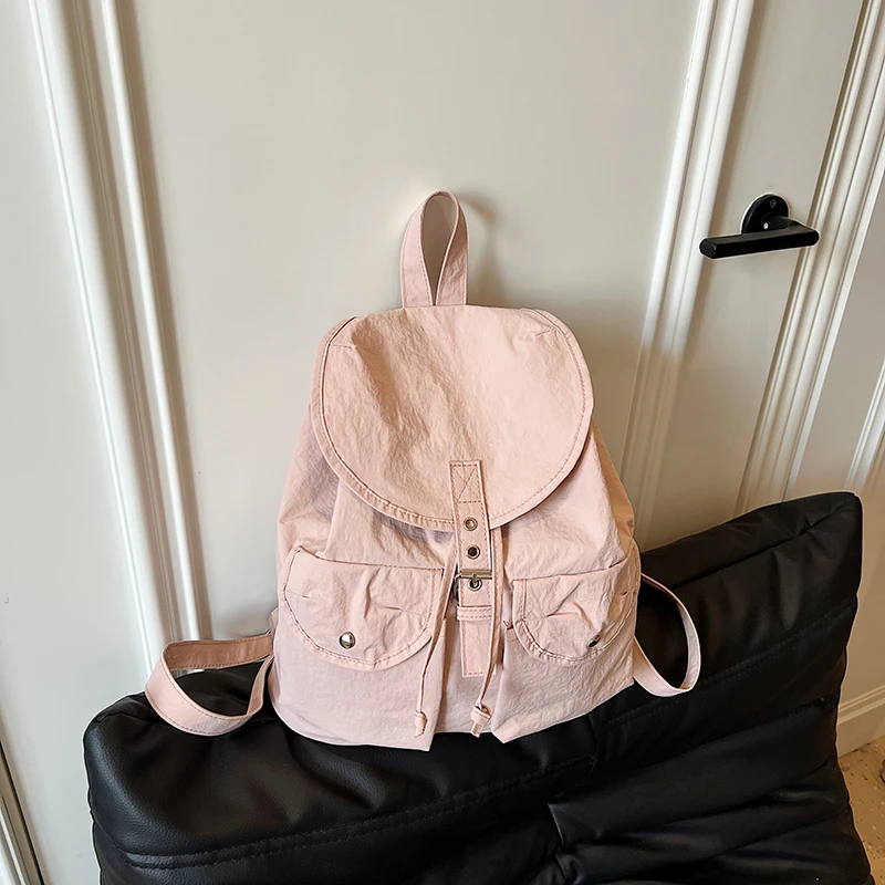 

PC Solid Color Casual Backpacks Macaron Color System Buckle 2025 Hot Sale Bags for Women Student String Fashion Backpacks