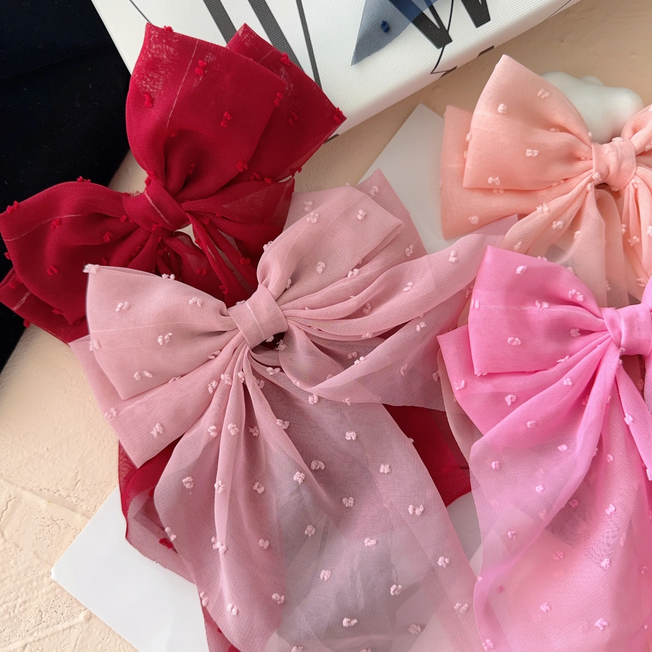 8Colors Elegant Bow Ribbon Hair Clip Women Fashion Simple Solid Satin Spring Clip Ponytail Bow Hairpin Girls Hair Accessories