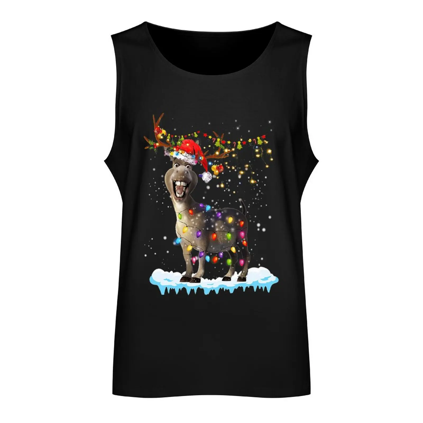 Donkey Christmas Tree Lights Strings Tank Top gym top men gym t-shirts man