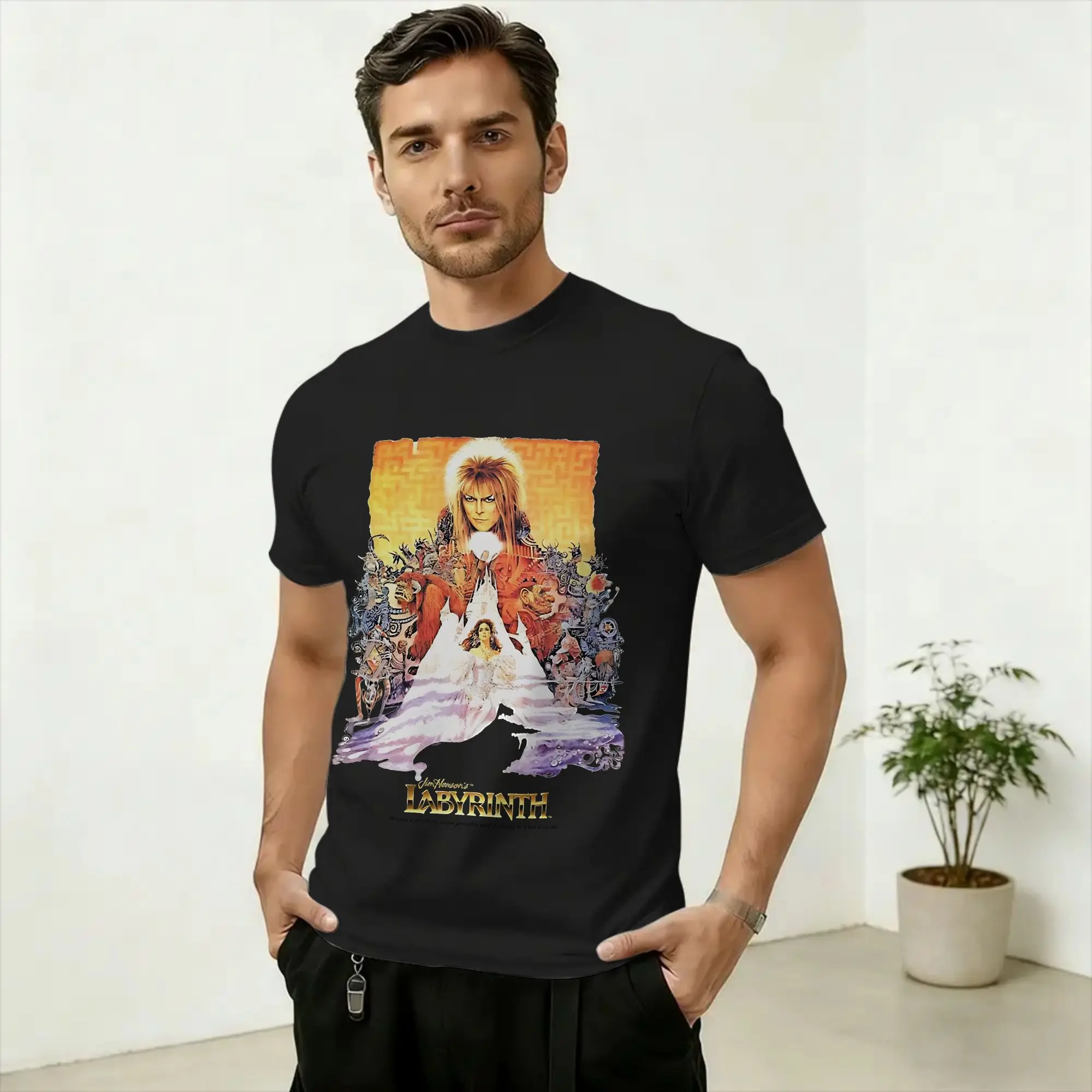 Movie Labyrinths Pure Cotton T Shirt For Men Summer  Aesthetic T-Shirts Crewneck Harajuku Tee Shirt Oversized Hot Sale Clothing