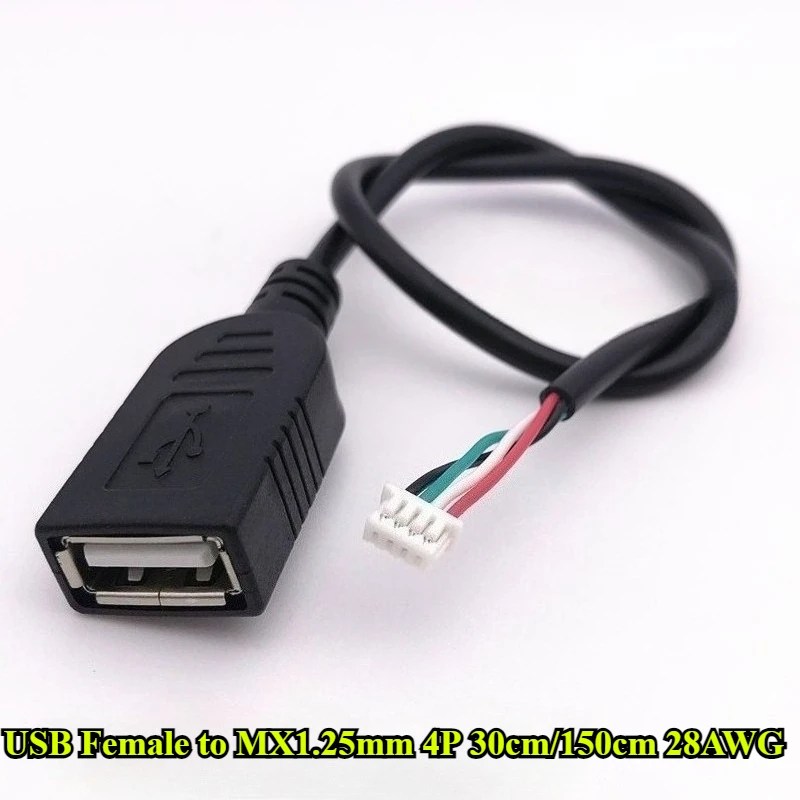 USB أنثى محطة خط البيانات إلى دوبونت/MX1.25mm/PH2.0mm/XH2.54mm 4Pin محول تمديد الحبل شاشة تعمل باللمس الحبل 30 سنتيمتر/150 سنتيمتر 28AWG